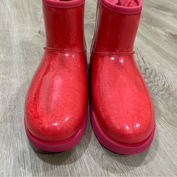 NEW! UGG New Classic Mini Waterproof Clear Boot Hibiscus Pink - Picture 4 of 15